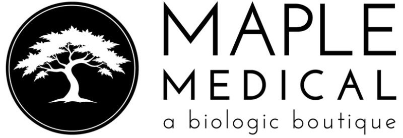 Maple Medical logo with maple tree icon and a biologic boutique tagline